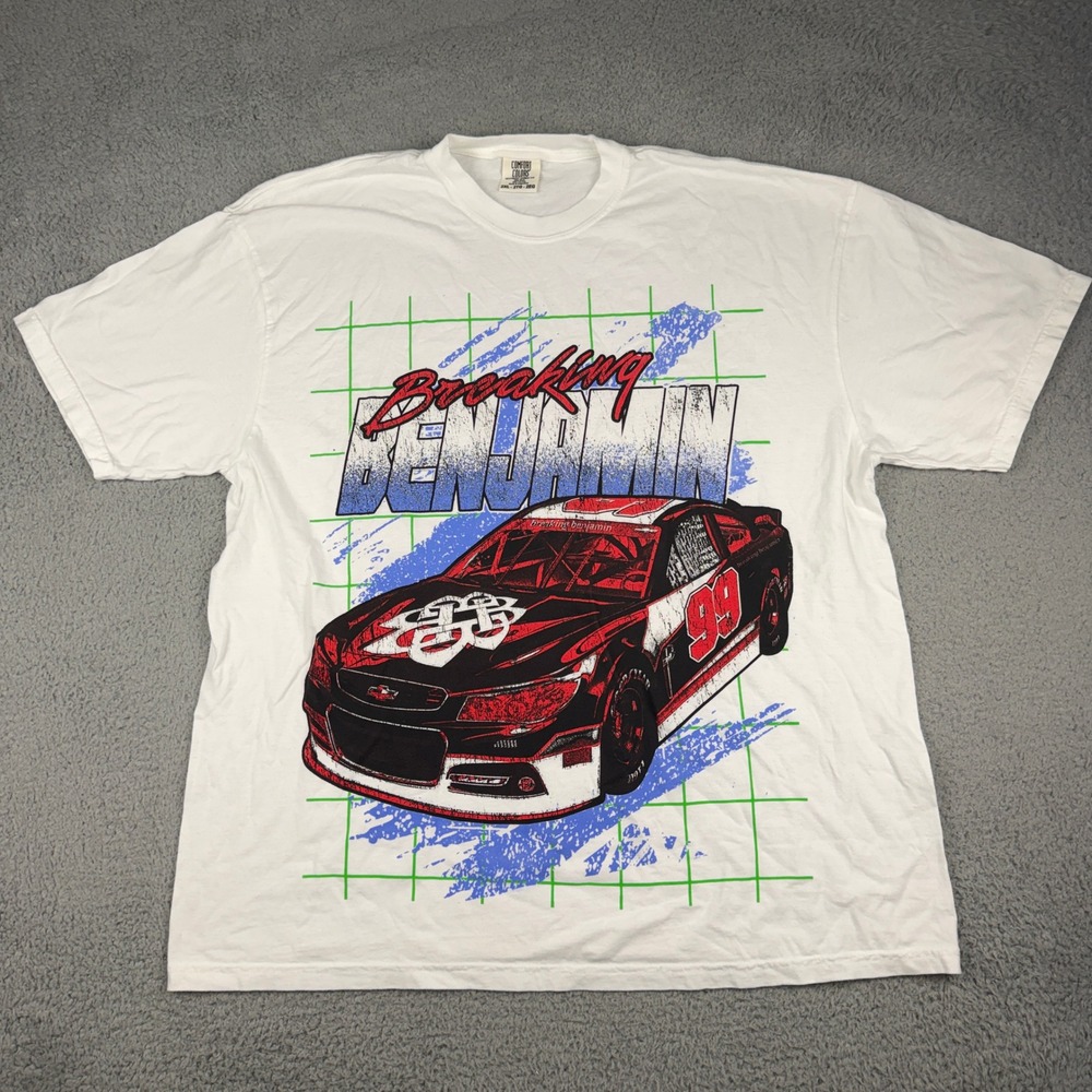 Breaking Benjamin 2024 Tour Concert Shirt Mens 2XL White Racing Car Distressed